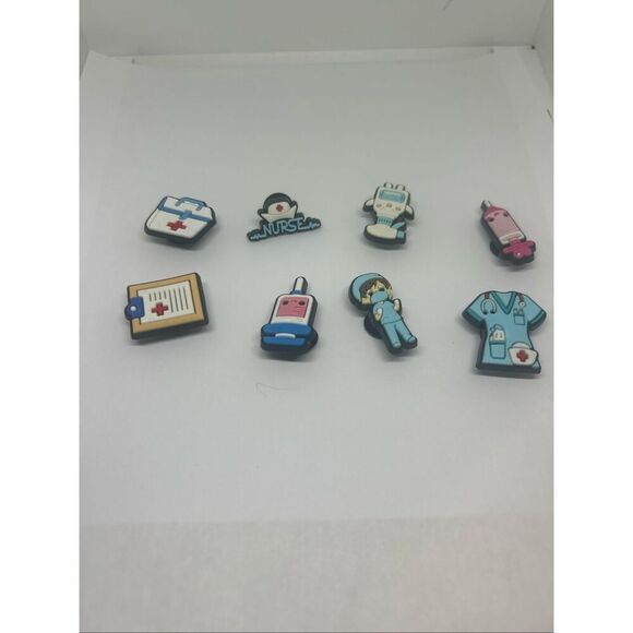 Lot of 8 Medical & Nurse Shoe Charms – Healthcare Theme for Clogs 👩⚕️🩺💊 - Picture 1 of 1